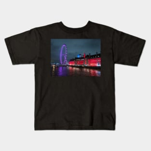 London Eye Ferris Wheel in Blue colour Kids T-Shirt